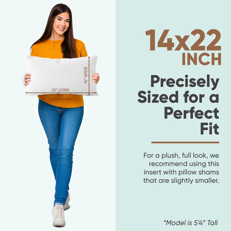 Pillowflex Synthetic Down Pillow Insert - 14x22 Down Alternative Pillow, Ultra Soft, Small Rectangle, Lumbar, Travel, Neck, Sleeping Pillow - 1 Decorative Pillow Form - Image 2